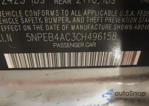 2012 Hyundai Sonata Gls from USA, damaged, VIN 5NPEB4AC3CH496158